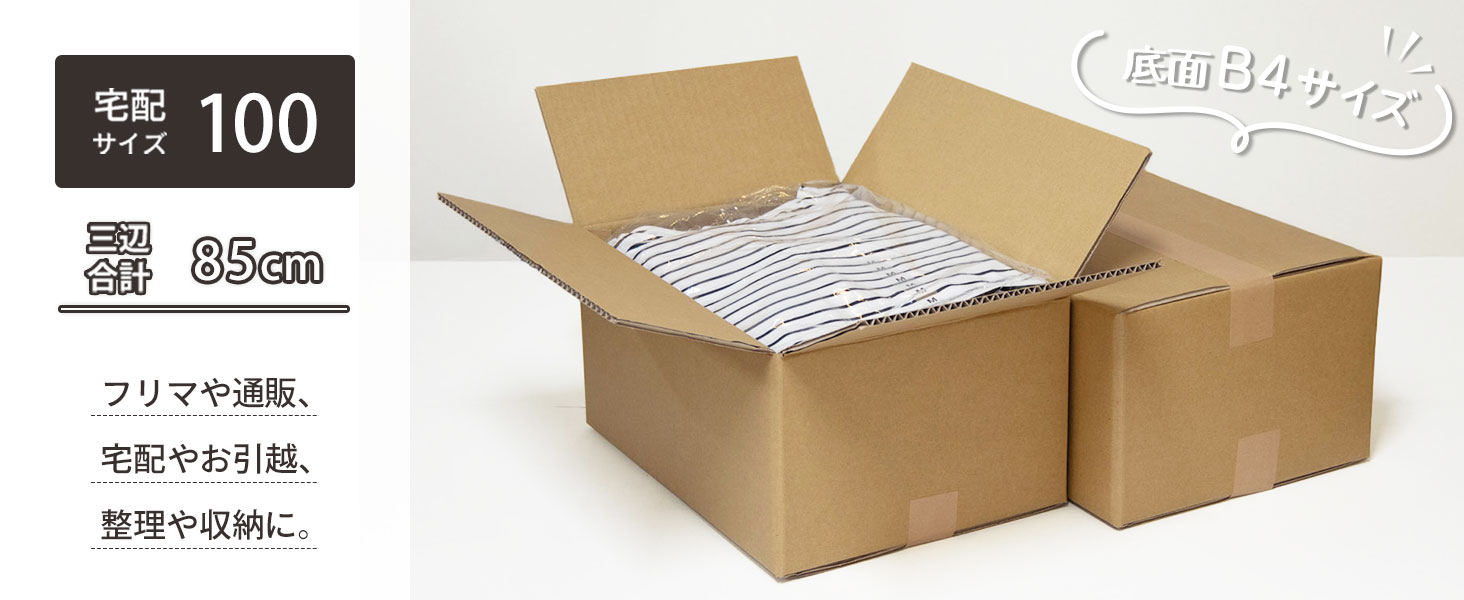 宅配100サイズ、底面B4サイズ対応ダンボール